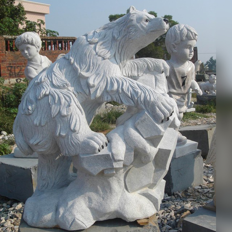 北極熊石雕，公園動(dòng)物石雕 (3)