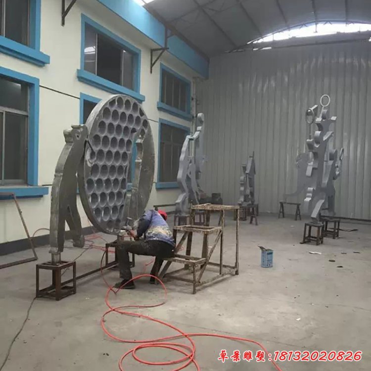 不銹鋼打高爾夫球雕塑，廣場不銹鋼運動雕塑 (9)