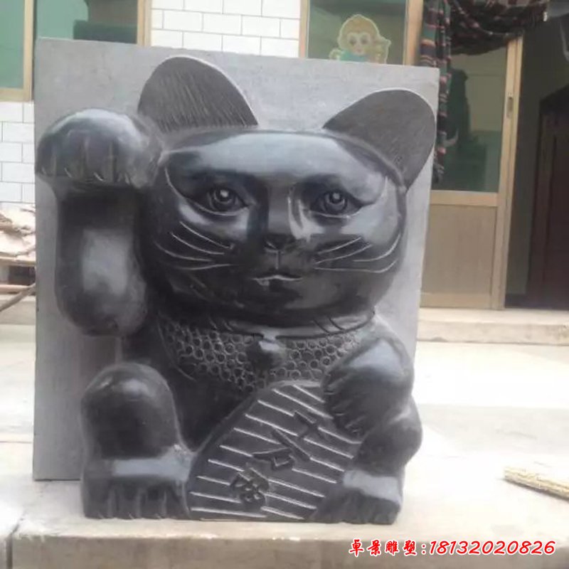 小貓石雕，卡通小貓動(dòng)物雕塑 (1)
