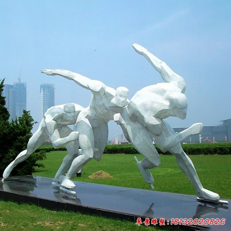 不銹鋼人物雕塑，不銹鋼滑冰雕塑