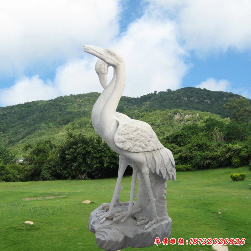 公園石雕仙鶴擺件，大理石動(dòng)物是