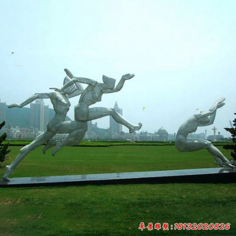 不銹鋼人物雕塑，公園不銹鋼跳遠雕塑[1]