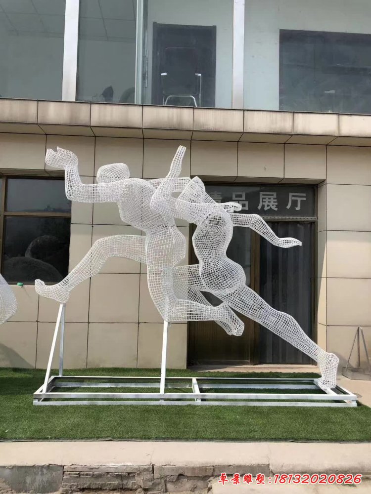 不銹鋼運動跳遠人物雕塑 (1)
