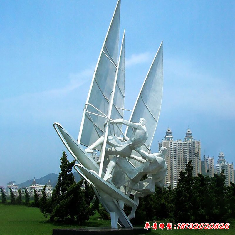 不銹鋼帆船比賽雕塑，公園不銹鋼雕塑