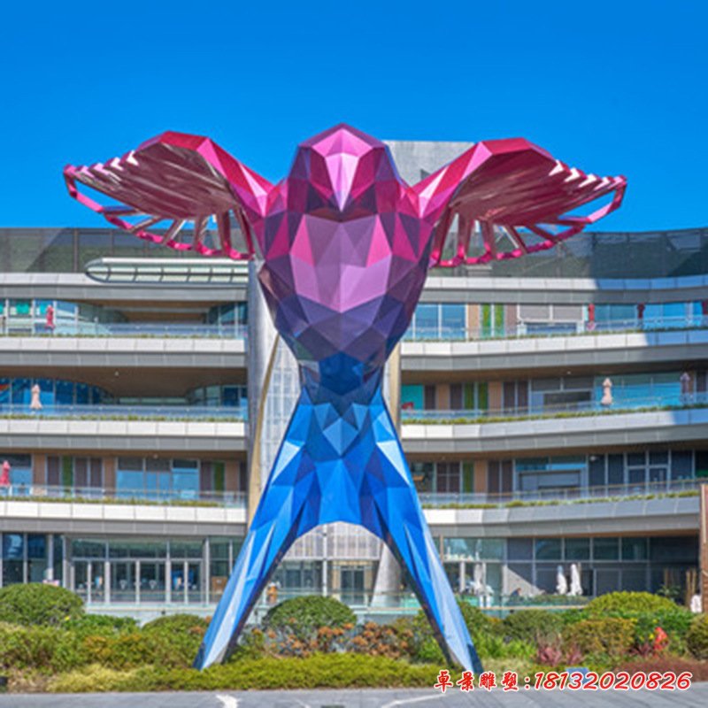 公園不銹鋼抽象電鍍風(fēng)箏雕塑