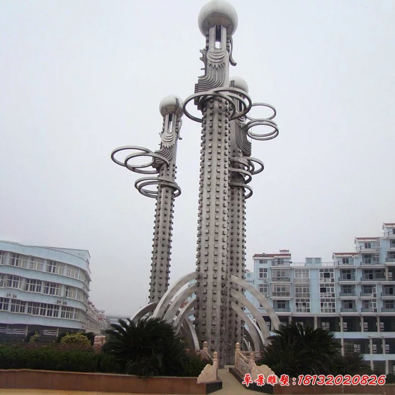 不銹鋼龍柱，廣場(chǎng)不銹鋼雕塑