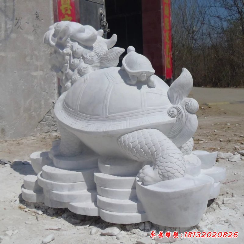 龍龜石雕,漢白玉神獸雕塑