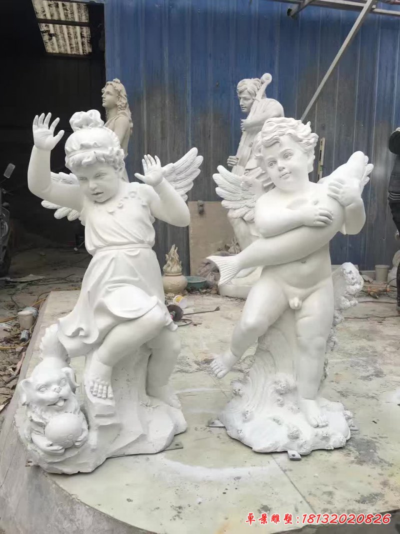 天使抱魚(yú)石雕 (1)