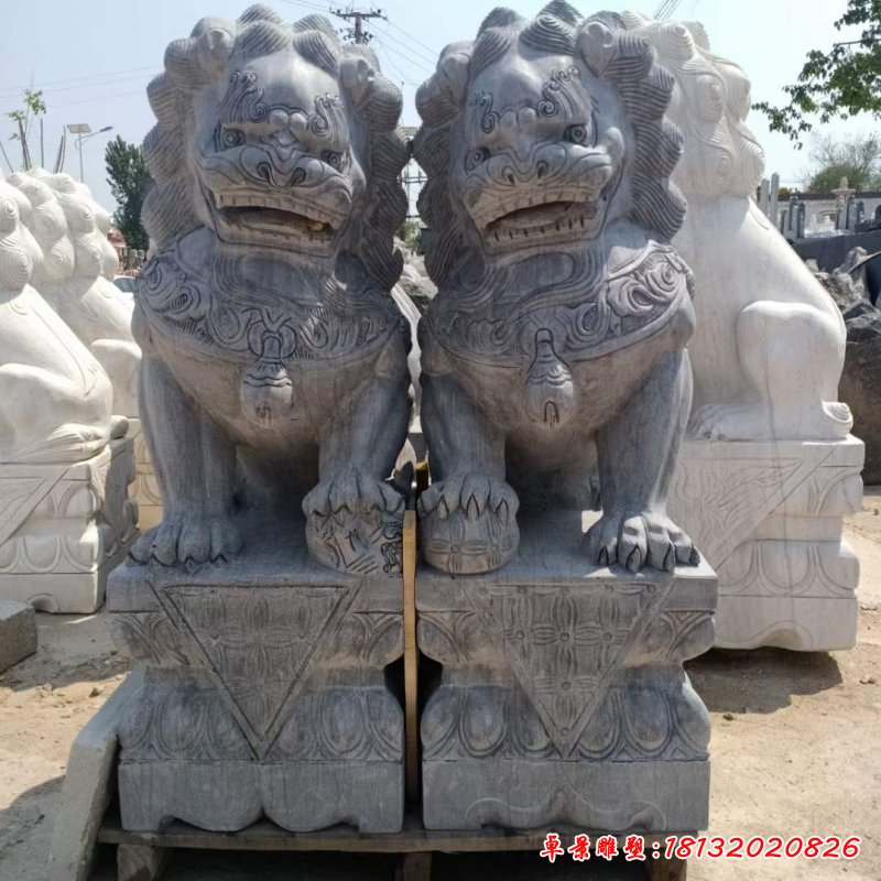 石雕仿古獅子門(mén)墩雕塑
