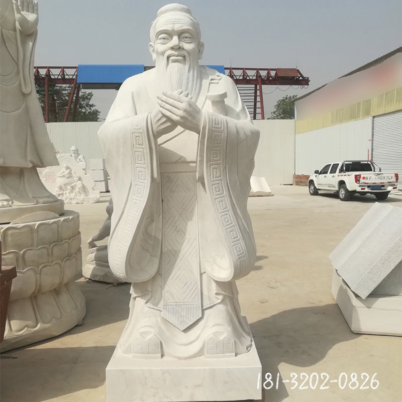大理石禮儀孔子 石雕校園人物雕塑 (3)