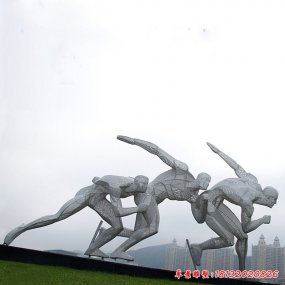 抽象不銹鋼滑雪運(yùn)動(dòng)員雕塑
