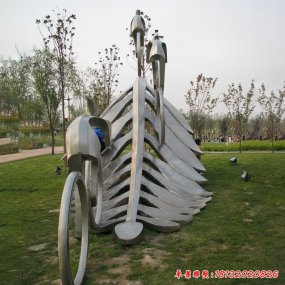 不銹鋼騎車人物雕塑