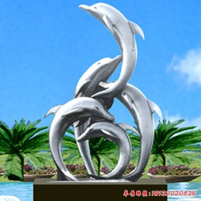 廣場不銹鋼雕塑海豚類