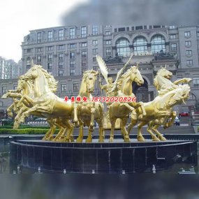 合生八匹馬銅雕
