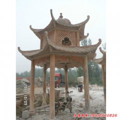 公園雙層涼亭石雕